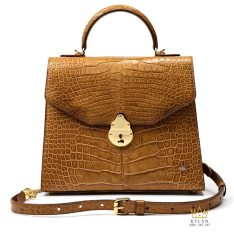 Túi xách nữ da Alligator màu vàng nâu