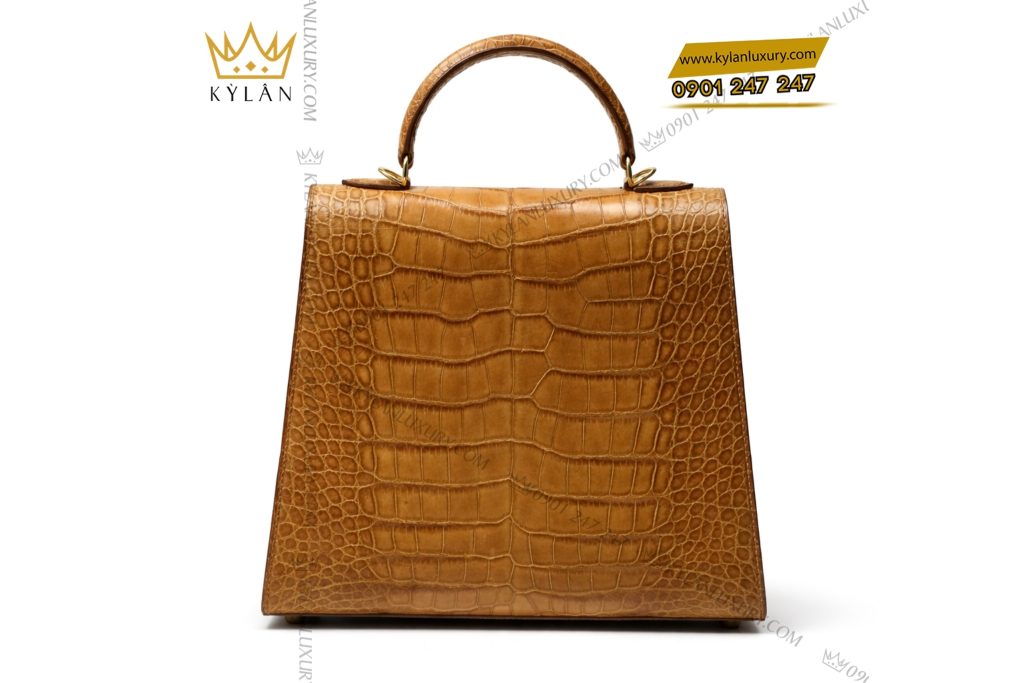 Kỳ Lân Luxury Tui xach nu da Alligator mau vang nau 6 Túi xách nữ da Alligator màu vàng nâu