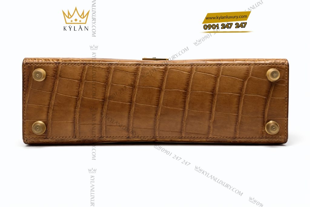 Kỳ Lân Luxury Tui xach nu da Alligator mau vang nau 7 Túi xách nữ da Alligator màu vàng nâu