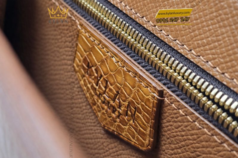 Túi xách nữ da Alligator màu vàng nâu
