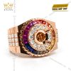 Vỏ nhẫn Rolex vàng hồng Au750 đính kim cương và đá quý Rainbow