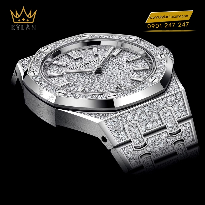 Kỳ Lân Luxury audemars piguet royal oak 15552bc zz 1358bc 01 2 Đồng hồ Royal Oak vàng trắng full kim cương 37mm