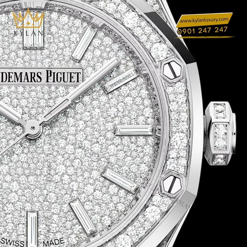 Kỳ Lân Luxury audemars piguet royal oak 15552bc zz 1358bc 01 4 Đồng hồ Royal Oak vàng trắng full kim cương 37mm