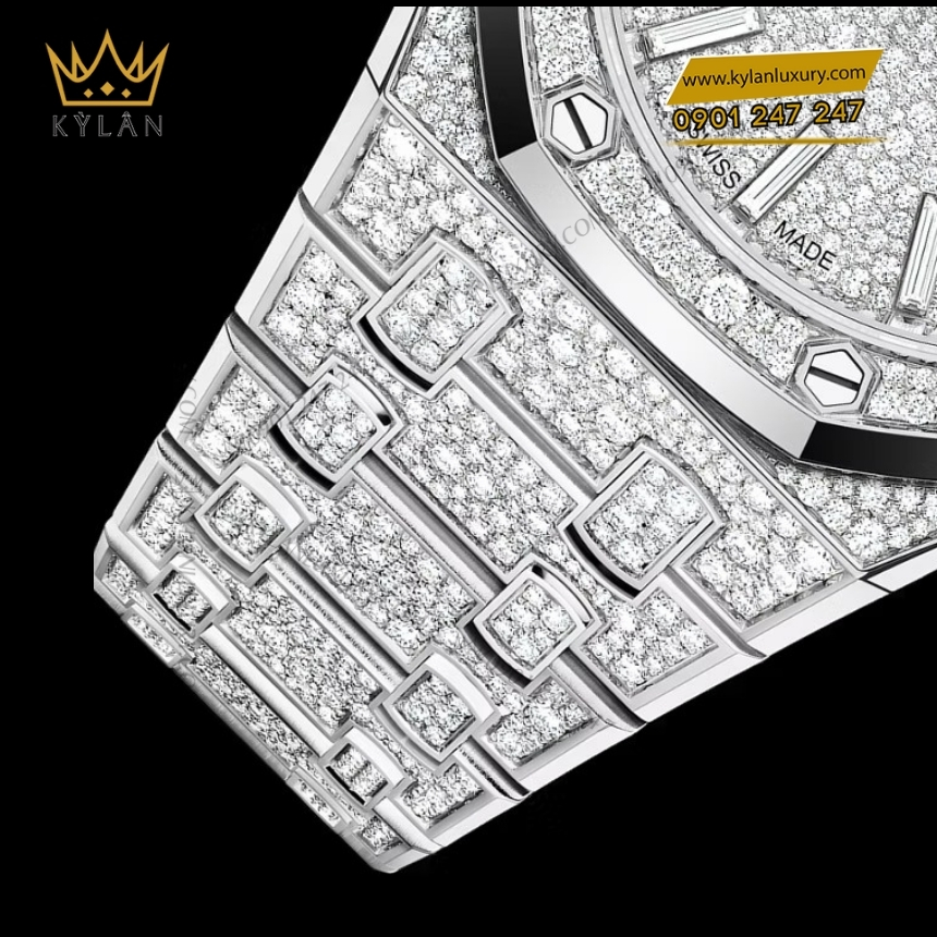 Kỳ Lân Luxury audemars piguet royal oak 15552bc zz 1358bc 01 5 Đồng hồ Royal Oak vàng trắng full kim cương 37mm