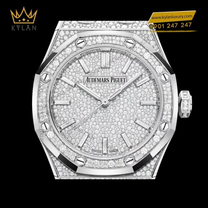 Đồng hồ Royal Oak vàng trắng full kim cương 37mm