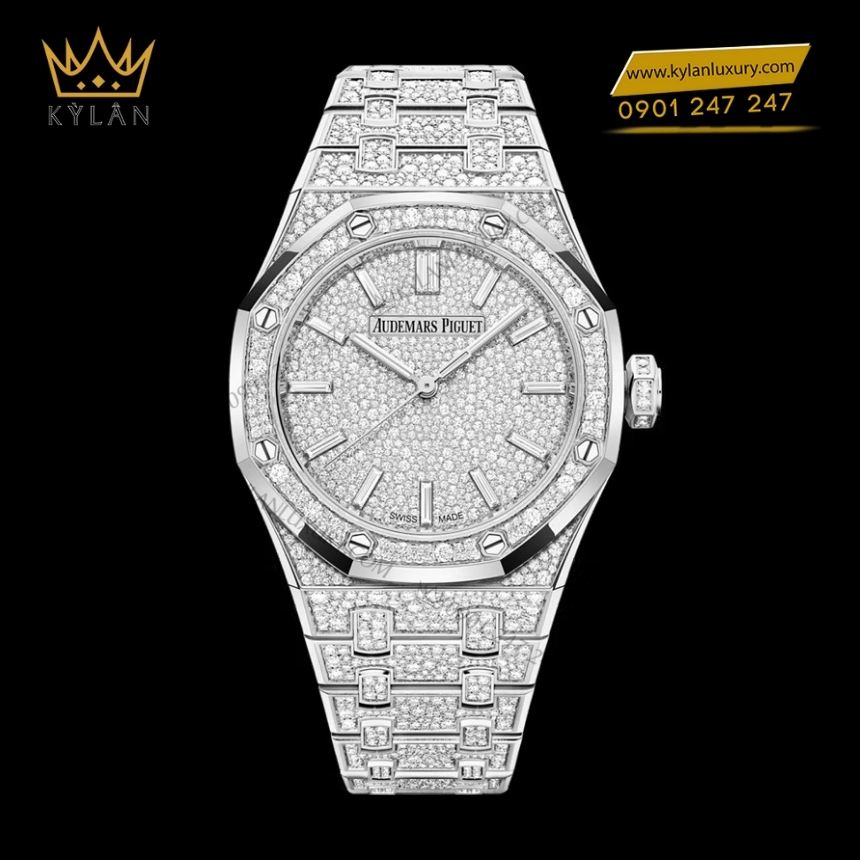 Kỳ Lân Luxury audemars piguet royal oak 15552bc zz 1358bc 01 7 Đồng hồ Royal Oak vàng trắng full kim cương 37mm