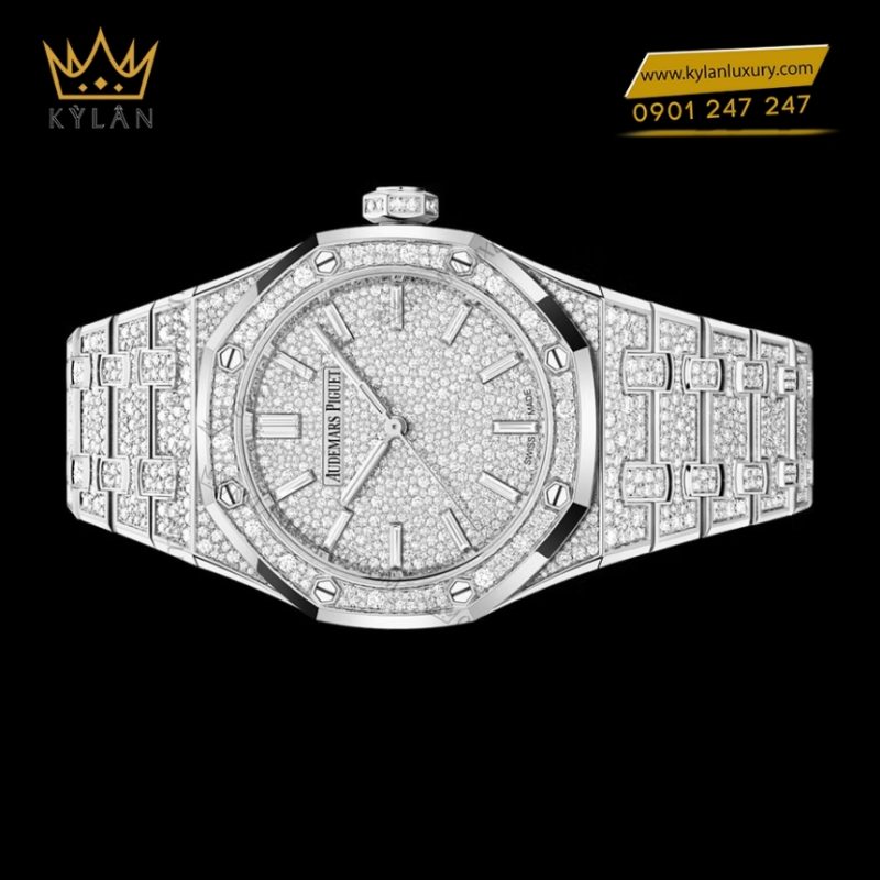 Đồng hồ Royal Oak vàng trắng full kim cương 37mm