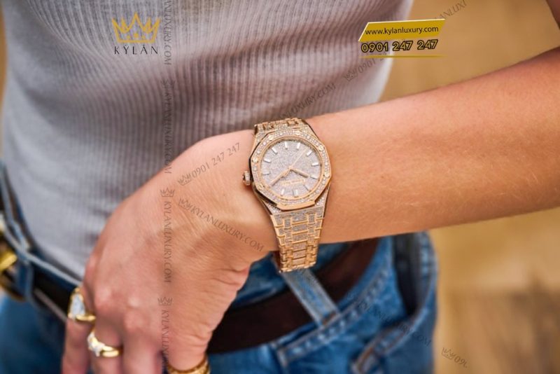 Đồng hồ Audemars Piguet Royal Oak vàng hồng kim cương 34mm