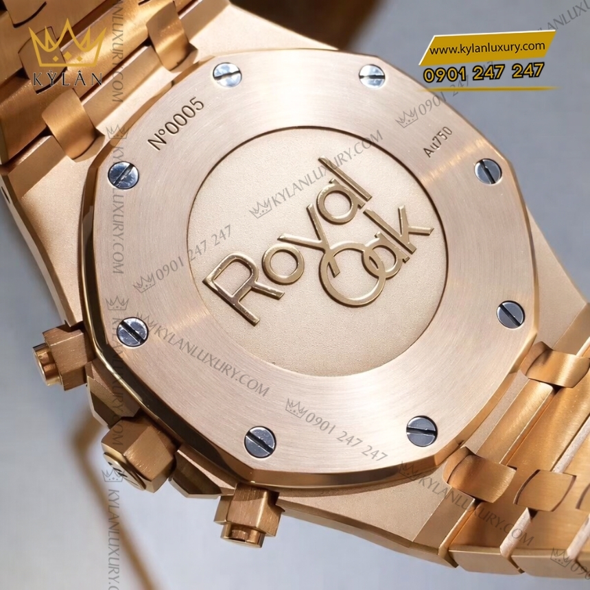 Kỳ Lân Luxury audemars piguet royal oak chronograph 26322or zz 1222or 01 2 Đồng hồ Royal Oak Chronograph vàng hồng full kim cương 41mm