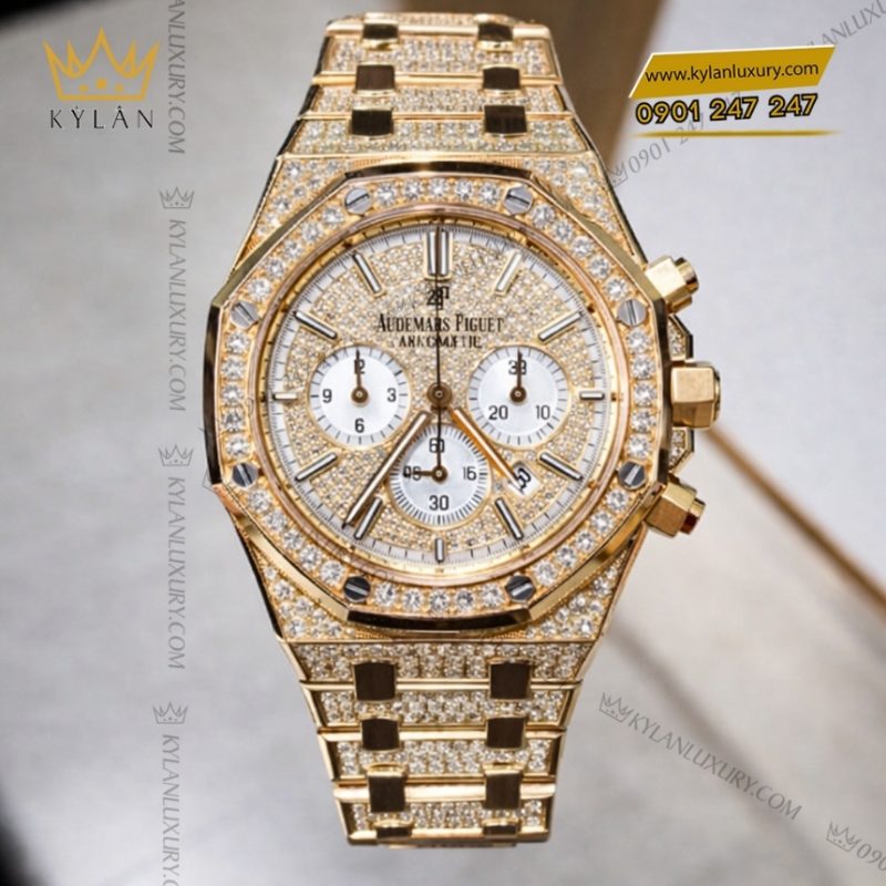 Đồng hồ Royal Oak Chronograph vàng hồng full kim cương 41mm