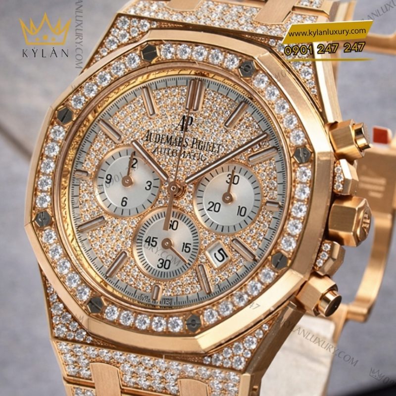Đồng hồ Royal Oak Chronograph vàng hồng full kim cương 41mm