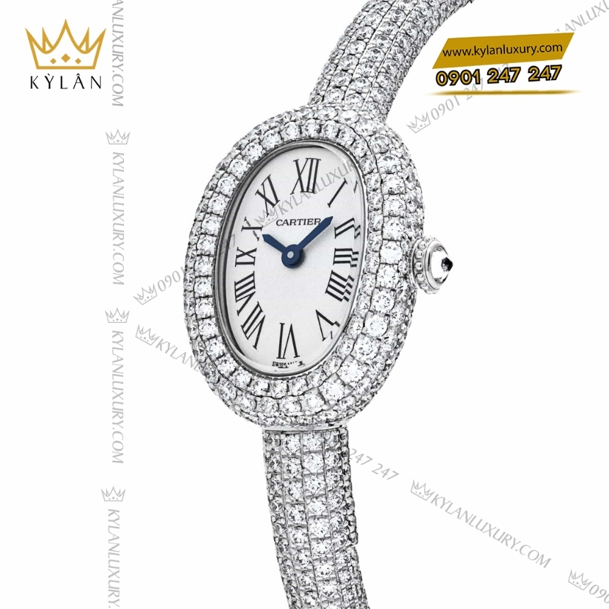 Kỳ Lân Luxury cartier baignoire hpi01773 vang trang kim cuong 3 Đồng hồ Cartier Baignoire vàng trắng kim cương HPI01773