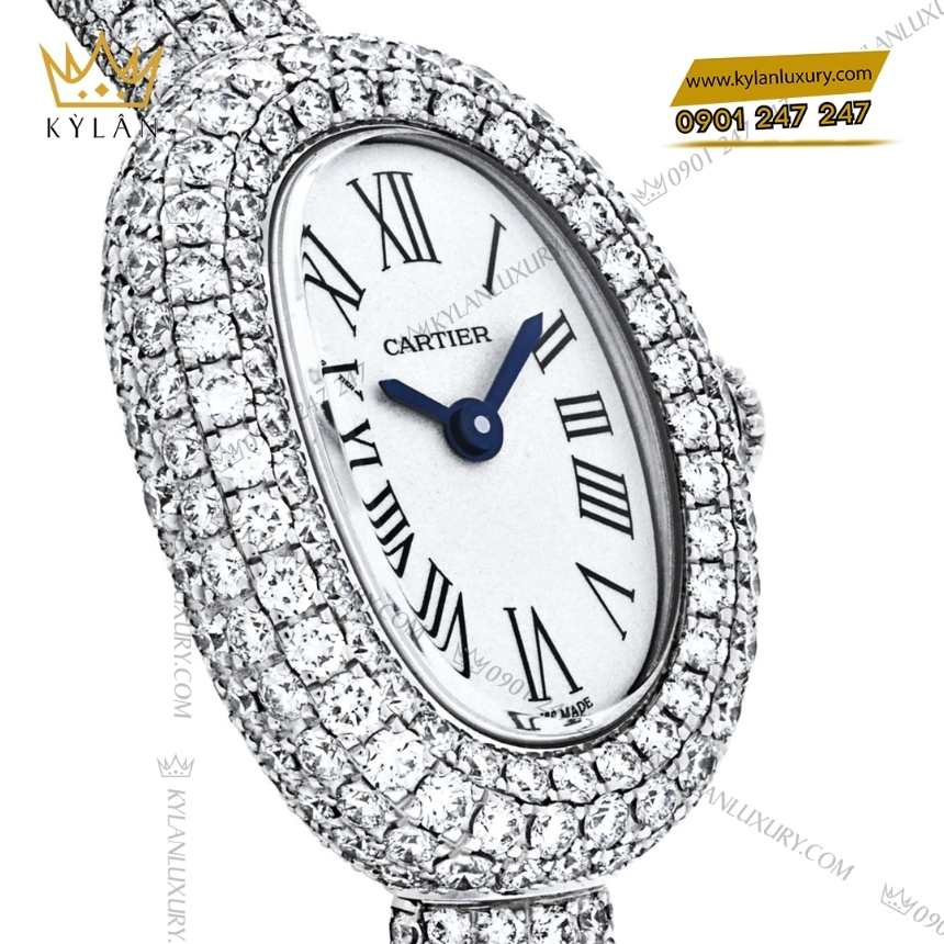 Kỳ Lân Luxury cartier baignoire hpi01773 vang trang kim cuong 5 Đồng hồ Cartier Baignoire vàng trắng kim cương HPI01773