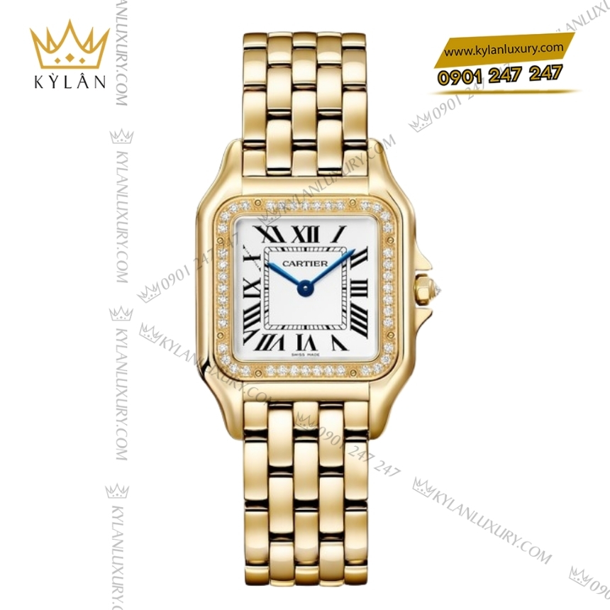 Kỳ Lân Luxury cartier panthere de cartier vang vang crwjpn0085 4 Đồng hồ Cartier Panthère vàng vàng kim cương CRWJPN0085