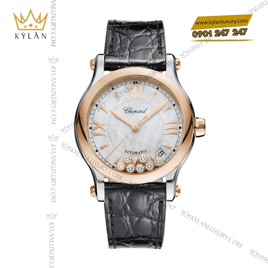 Kỳ Lân Luxury chopard happy sport 278559 6008 xa cu kim cuong 2 Đồng hồ Chopard Happy Sport mặt số xà cừ kim cương 278559-6008