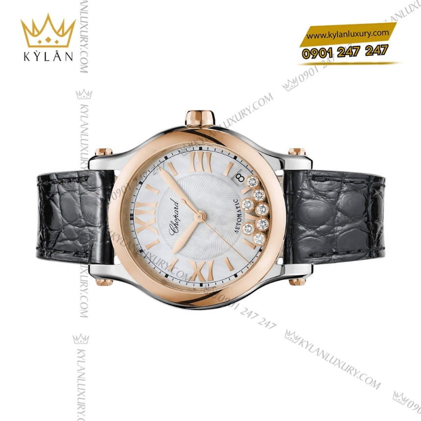 Kỳ Lân Luxury chopard happy sport 278559 6008 xa cu kim cuong 3 Đồng hồ Chopard Happy Sport mặt số xà cừ kim cương 278559-6008