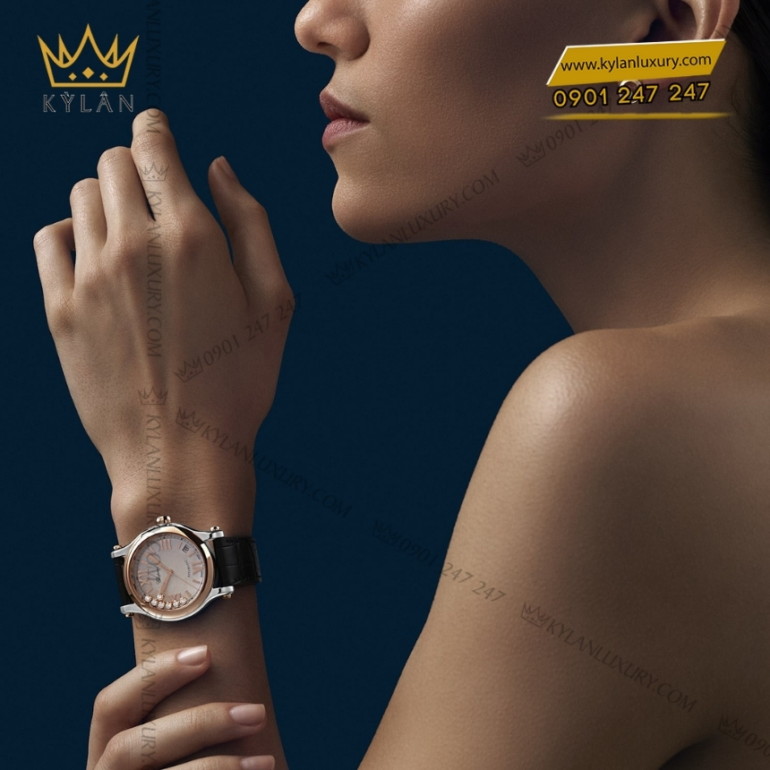 Kỳ Lân Luxury chopard happy sport 278559 6008 xa cu kim cuong 7 Đồng hồ Chopard Happy Sport mặt số xà cừ kim cương 278559-6008
