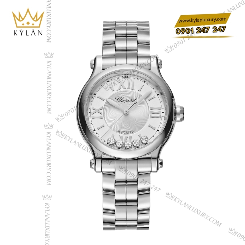 Kỳ Lân Luxury chopard happy sport 278608 3002 thep mat bac 3 Đồng hồ Chopard Happy Sport mặt bạc kim cương 278608-3002