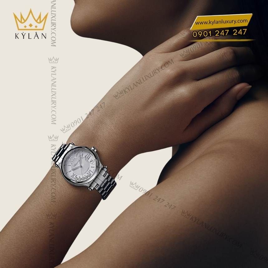 Kỳ Lân Luxury chopard happy sport 278608 3002 thep mat bac 7 Đồng hồ Chopard Happy Sport mặt bạc kim cương 278608-3002
