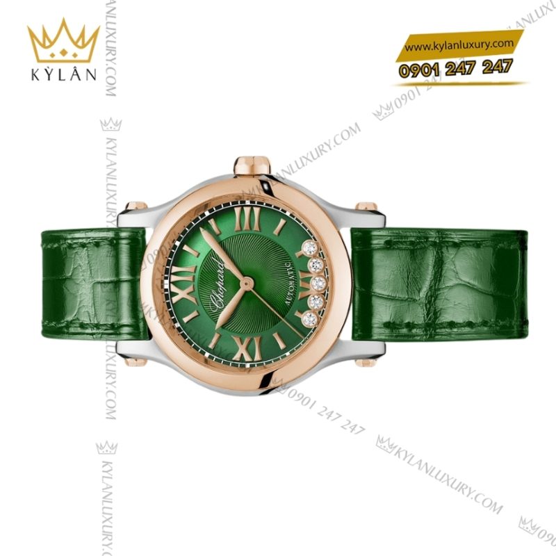 Đồng hồ Chopard Happy Sport mặt xanh lá kim cương 278573-6032