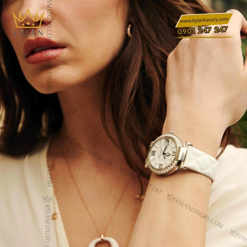 Kỳ Lân Luxury chopard imperiale trang kim cuong 388531 3008 6 Đồng hồ Chopard Imperiale mặt số trắng vành kim 388531-3008