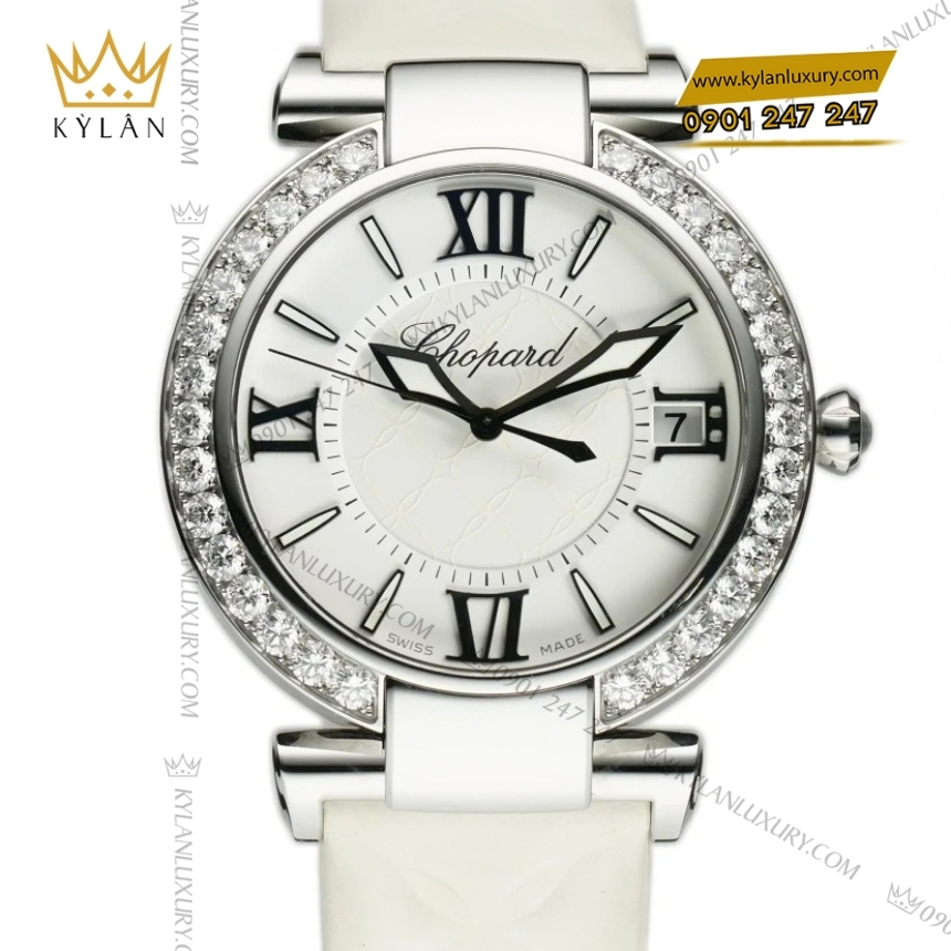Kỳ Lân Luxury chopard imperiale trang kim cuong 388531 3008 7 Đồng hồ Chopard Imperiale mặt số trắng vành kim 388531-3008