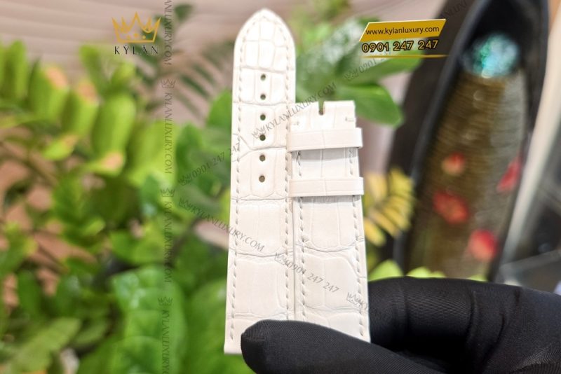 Dây đồng hồ Chopard da cá sấu trắng