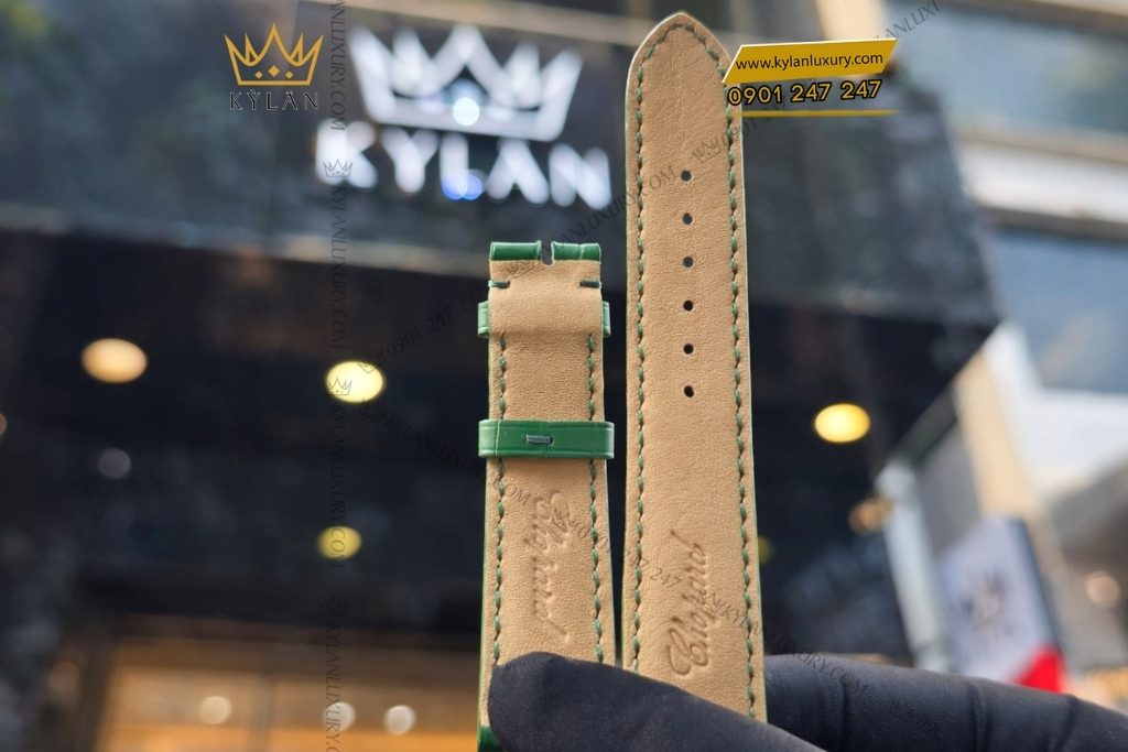 Kỳ Lân Luxury day dong ho chopard da ca sau xanh la 7 Dây đồng hồ Chopard da cá sấu xanh lá