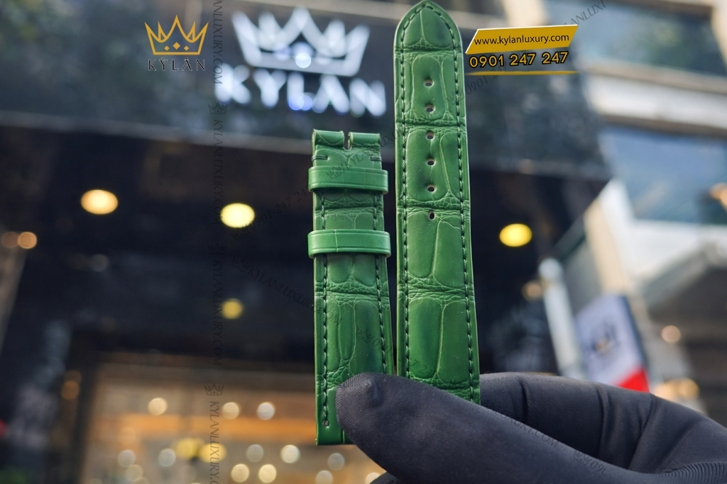 Kỳ Lân Luxury day dong ho chopard da ca sau xanh la 9 Dây đồng hồ Chopard da cá sấu xanh lá