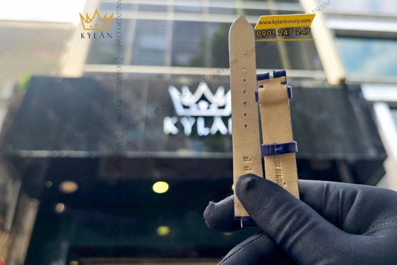 Dây đồng hồ Graff da cá sấu xanh dương