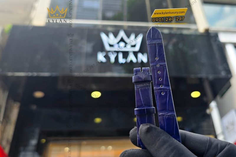 Dây đồng hồ Graff da cá sấu xanh dương