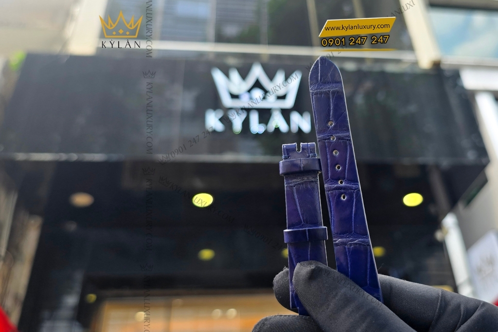 Dây đồng hồ Graff da cá sấu xanh dương 5 Kỳ Lân Luxury day dong ho graff da ca sau xanh duong 8 Dây đồng hồ Graff da cá sấu xanh dương