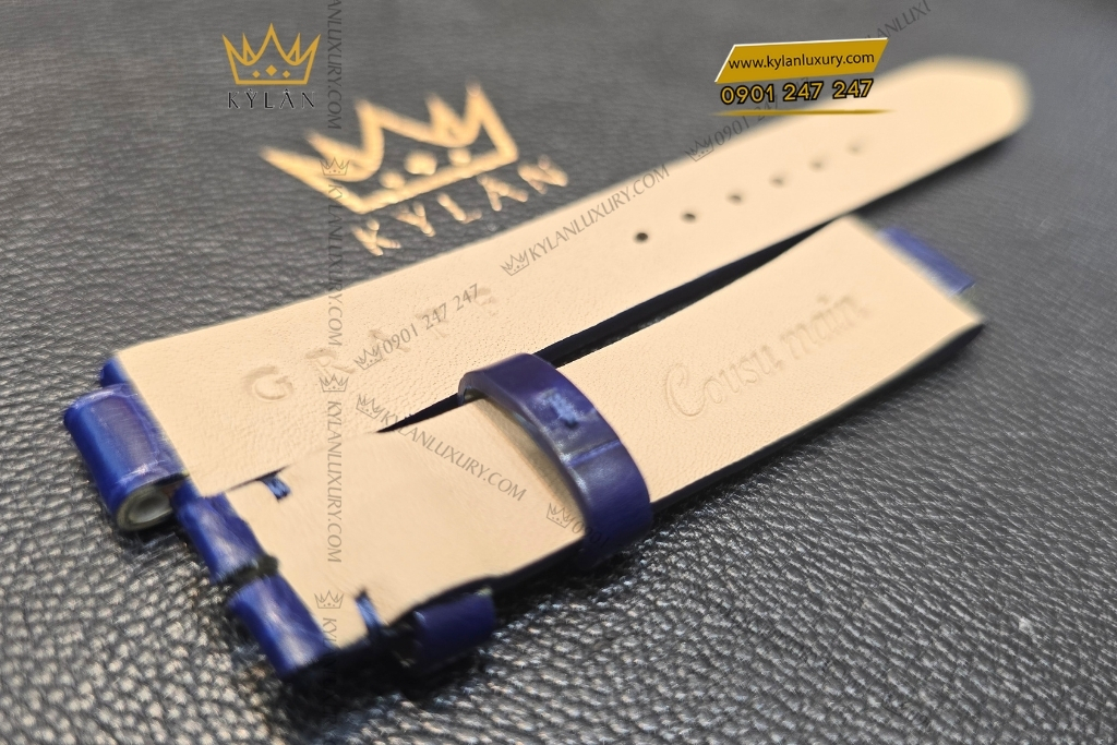 Kỳ Lân Luxury day dong ho graff da ca sau xanh duong 9 Dây đồng hồ Graff da cá sấu xanh dương