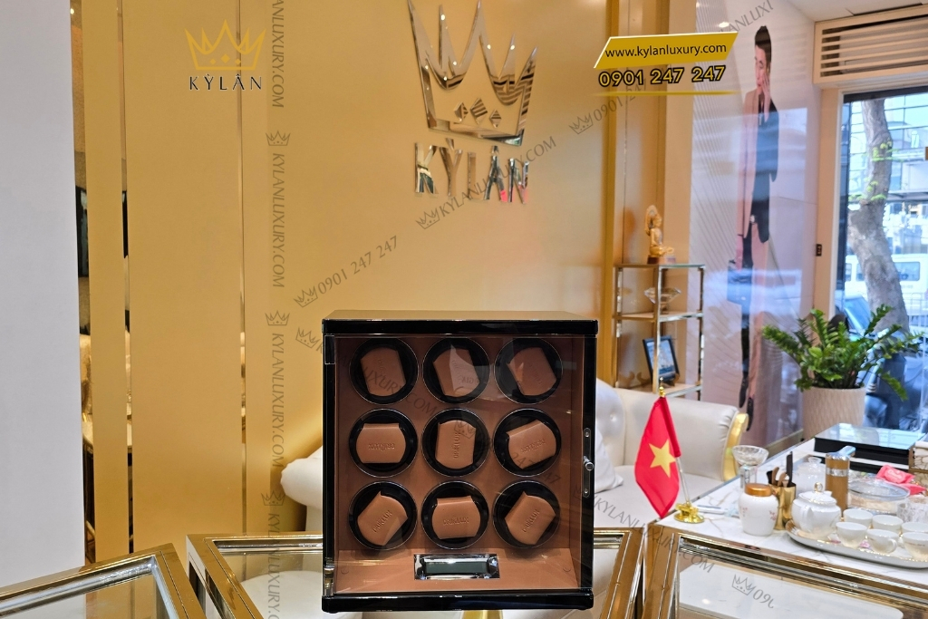 Kỳ Lân Luxury hop xoay dong ho driklux 9 ngan khoa van tay 6 Hộp xoay đồng hồ Driklux 9 ngăn khóa vân tay