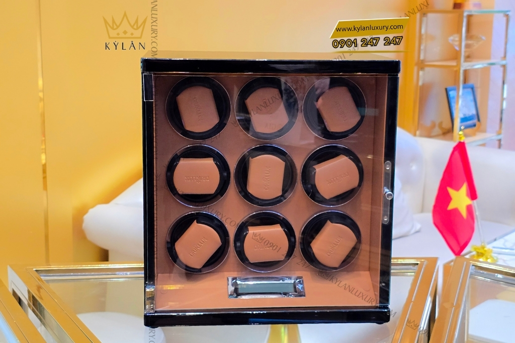 Kỳ Lân Luxury hop xoay dong ho driklux 9 ngan khoa van tay 8 Hộp xoay đồng hồ Driklux 9 ngăn khóa vân tay