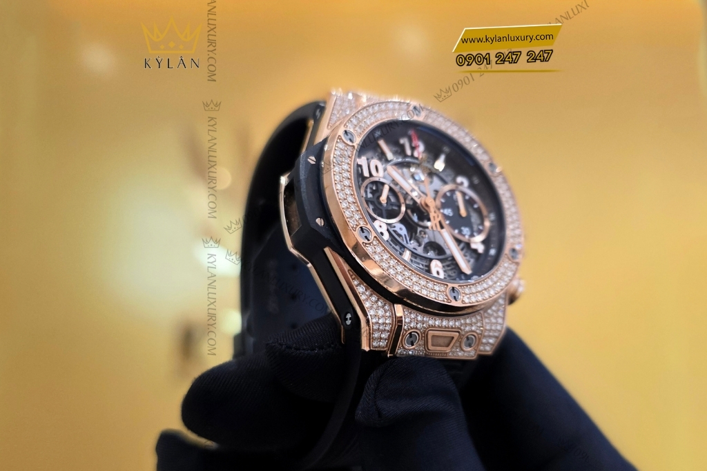 Kỳ Lân Luxury hublot big bang unico king gold pave 42mm 441 ox 1180 rx 1704 3 Đồng hồ Hublot Big Bang Unico King Gold Pavé 42mm
