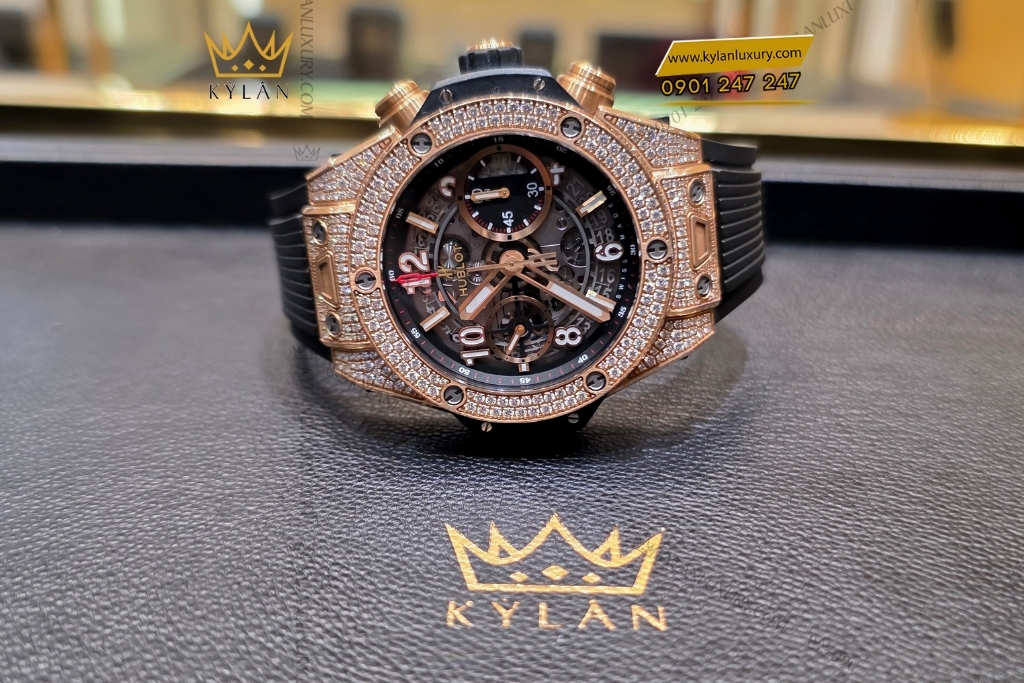 Kỳ Lân Luxury hublot big bang unico king gold pave 42mm 441 ox 1180 rx 1704 6 Đồng hồ Hublot Big Bang Unico King Gold Pavé 42mm
