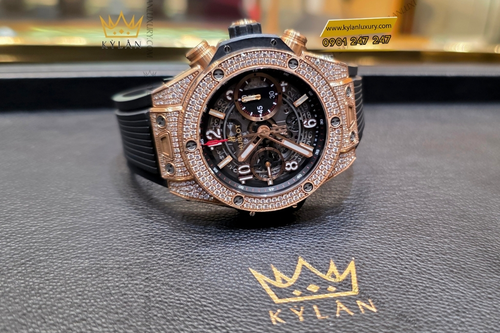 Kỳ Lân Luxury hublot big bang unico king gold pave 42mm 441 ox 1180 rx 1704 7 Đồng hồ Hublot Big Bang Unico King Gold Pavé 42mm