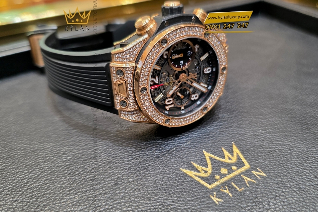 Kỳ Lân Luxury hublot big bang unico king gold pave 42mm 441 ox 1180 rx 1704 9 Đồng hồ Hublot Big Bang Unico King Gold Pavé 42mm