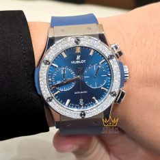 Đồng hồ Hublot Classic Fusion Chronograph Titanium Blue custom vành kim 45mm