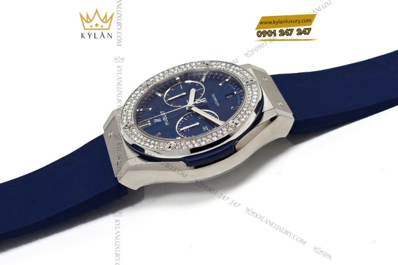 Đồng hồ Hublot Classic Fusion Chronograph Titanium Blue custom vành kim 45mm