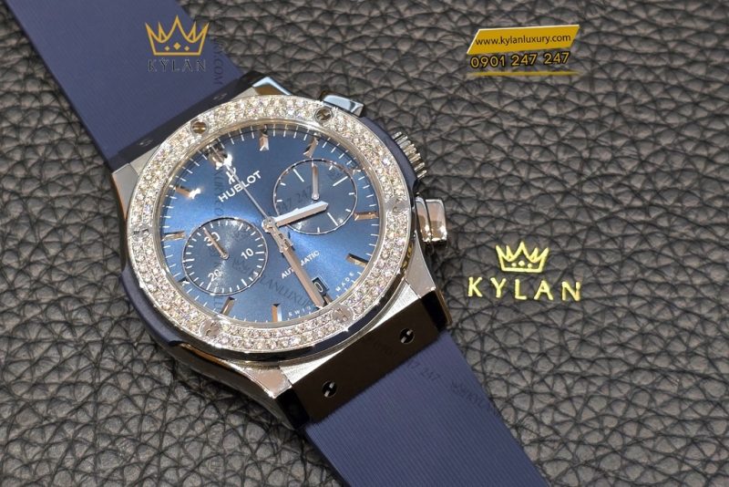 Đồng hồ Hublot Classic Fusion Chronograph Titanium Blue custom vành kim 45mm