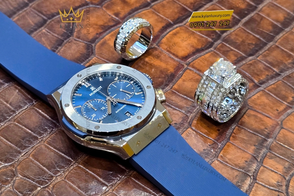 Kỳ Lân Luxury hublot classic fusion chronograph titanium blue 45mm 8 Đồng hồ Hublot Classic Fusion Chronograph Titanium Blue 45mm
