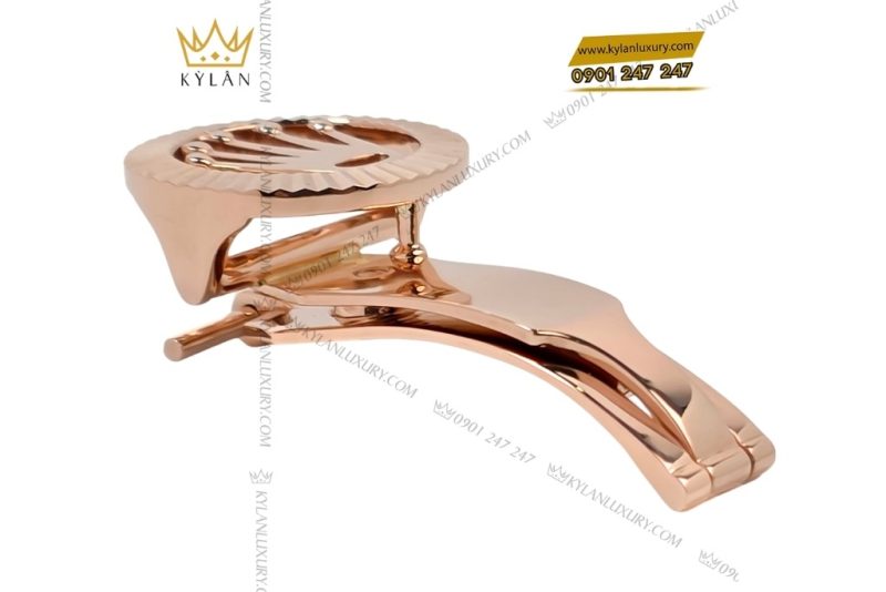 Khóa gập Rolex vương miện vành khía vàng hồng Au750