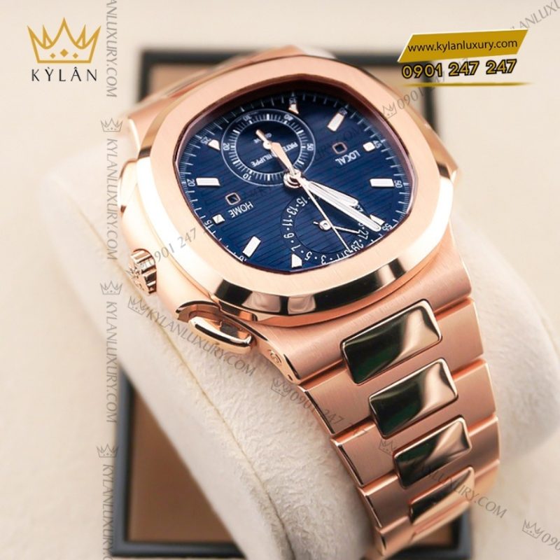Đồng hồ Patek Philippe Nautilus vàng hồng xanh sunburst 5990/1R-001