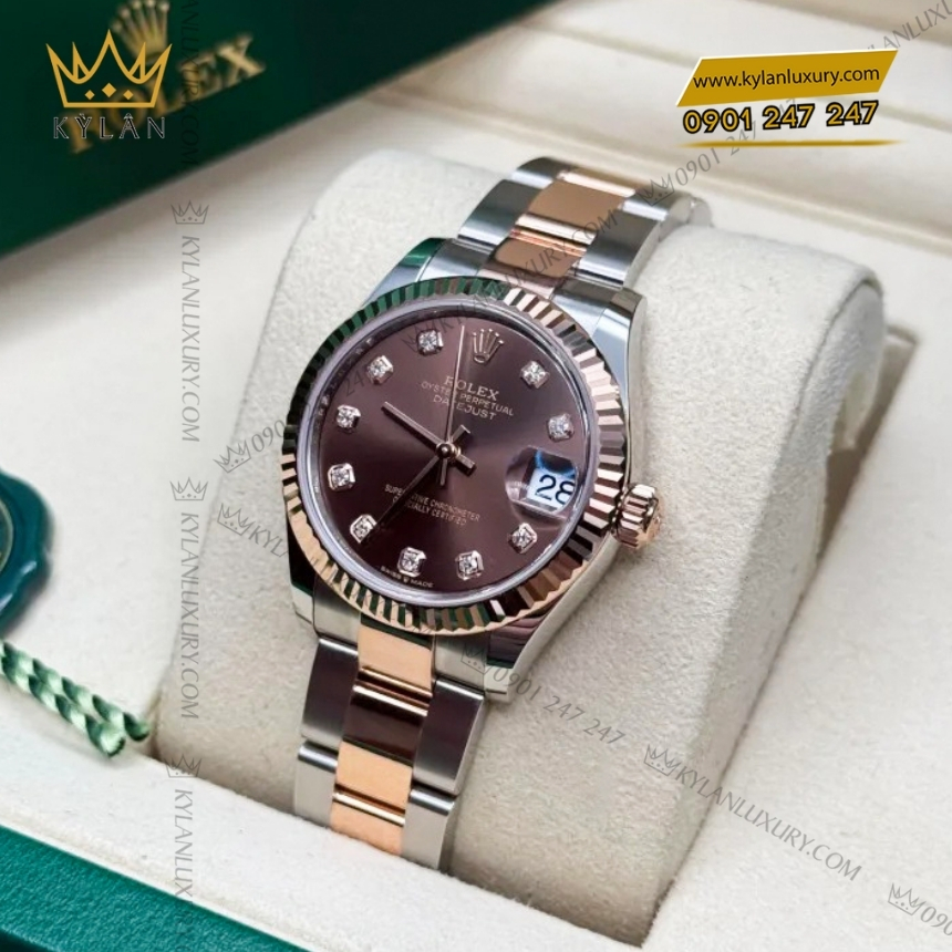 Kỳ Lân Luxury rolex datejust 31 278271 0027 chocolate kim cuong 9 Đồng hồ Rolex Datejust 31 mặt chocolate kim cương 278271-0027
