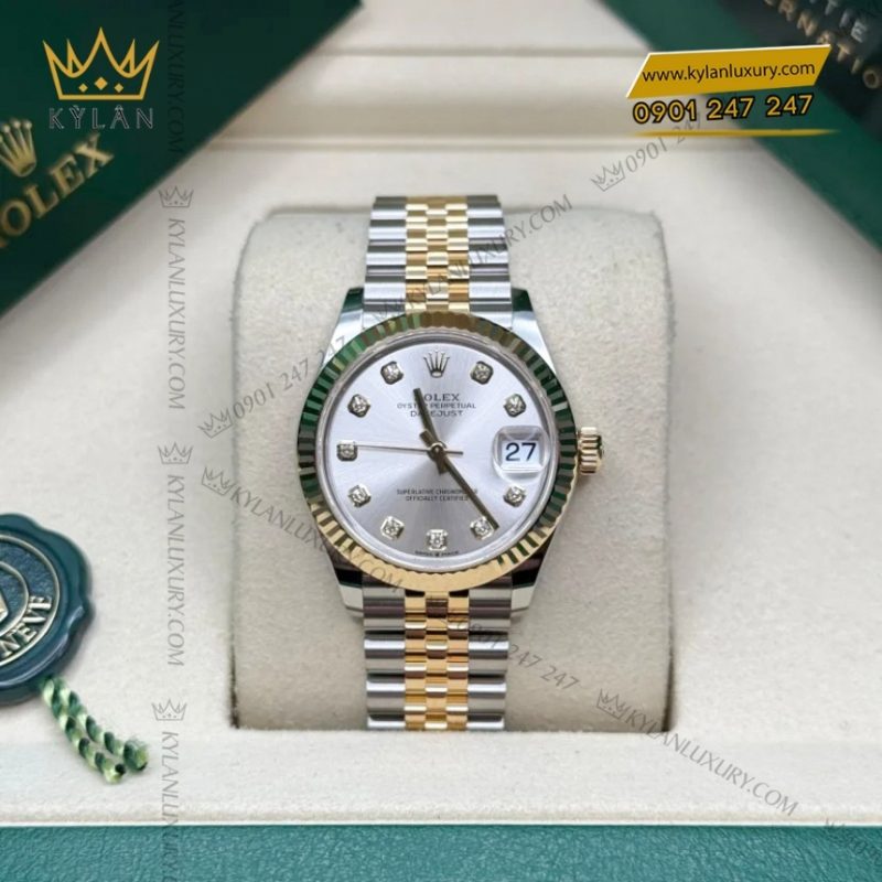 Đồng hồ Rolex Datejust 31 mặt số bạc kim cương 278273-0020