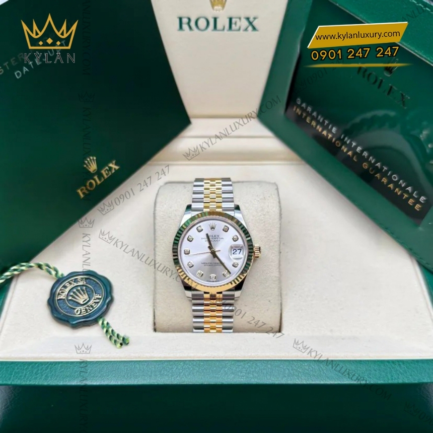 Kỳ Lân Luxury rolex datejust 31 278273 0020 mat bac kim cuong 8 Đồng hồ Rolex Datejust 31 mặt số bạc kim cương 278273-0020