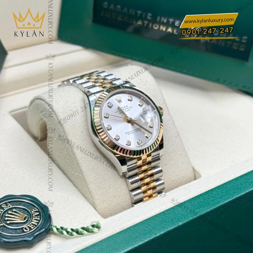 Kỳ Lân Luxury rolex datejust 31 278273 0020 mat bac kim cuong 9 Đồng hồ Rolex Datejust 31 mặt số bạc kim cương 278273-0020