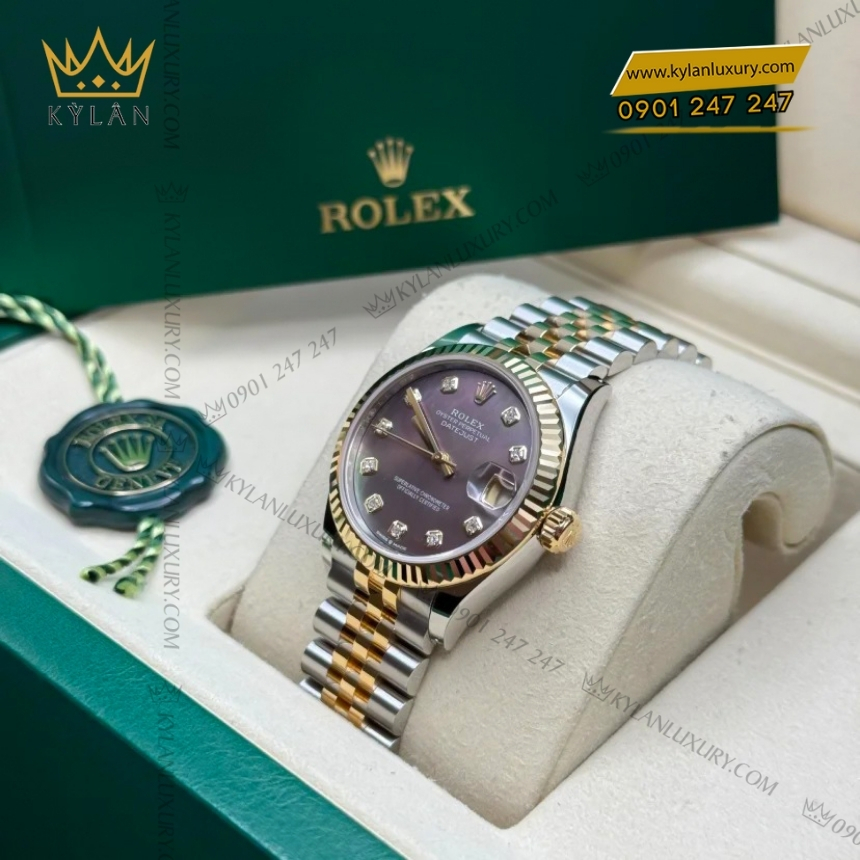 Kỳ Lân Luxury rolex datejust 31 278273 0024 mat xa cu den 2 Đồng hồ Rolex Datejust 31 mặt xà cừ đen kim cương 278273-0024